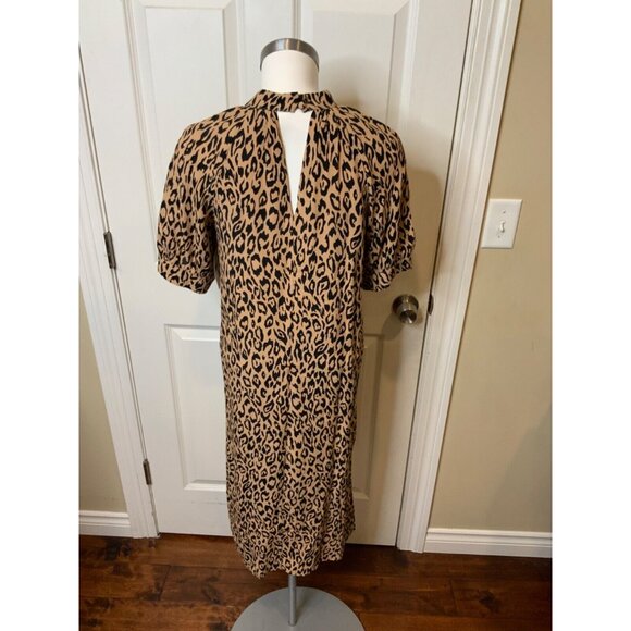 by Anthropologie Brown & Black Leopard Print Short Sleeve Midi Dress, Size Small - Picture 4 of 5